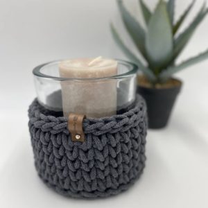 Kerzenglas mit Körbchen charcoal